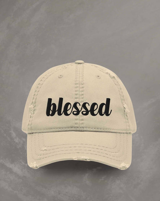 Blessed Script-Style Distressed-Look Hat