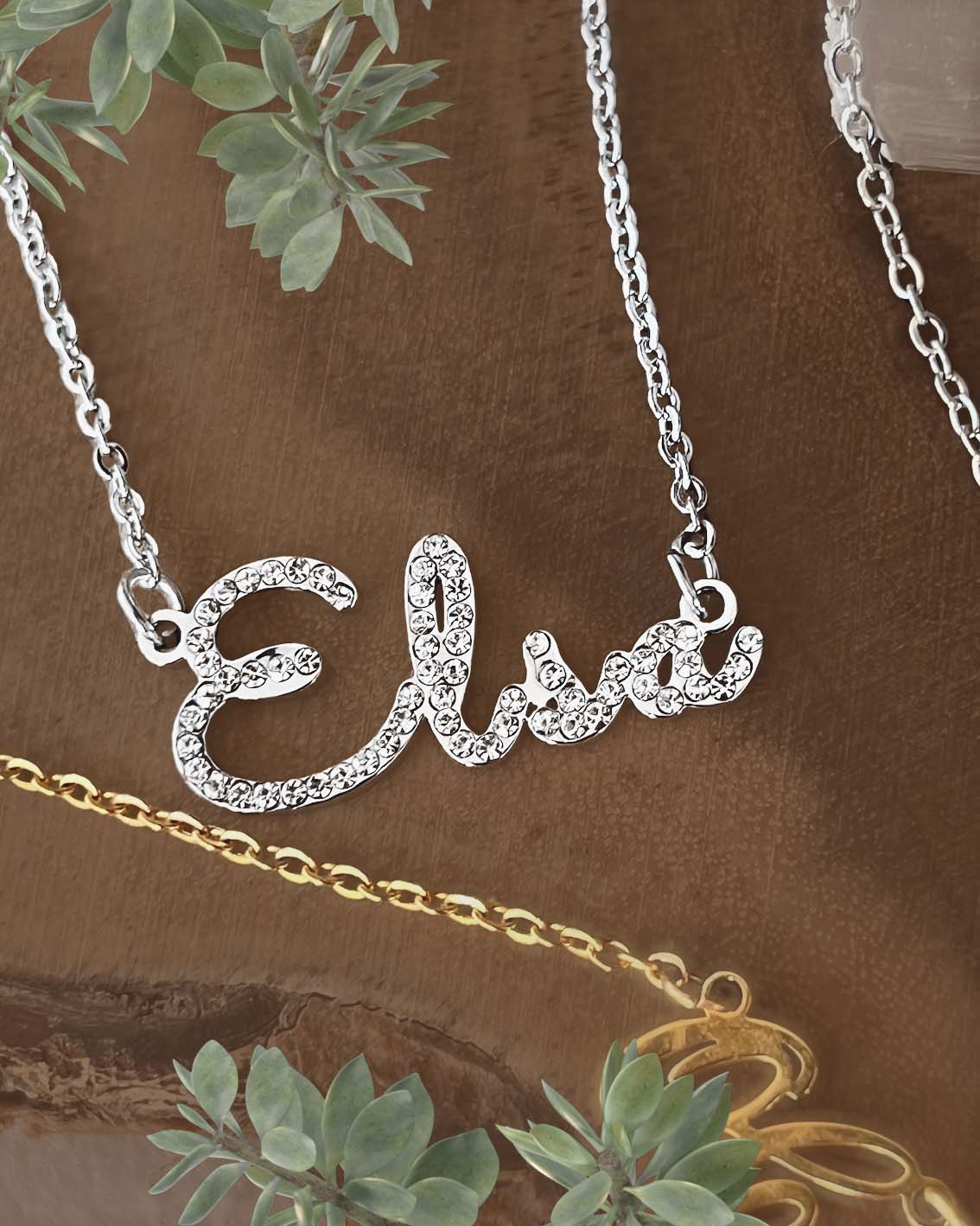 Crystal-Bedazzled Cursive Name Necklace