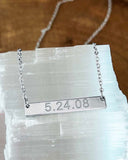 Engraved Horizontal Date Bar Necklace