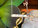 Engraved Horizontal Date Bar Necklace