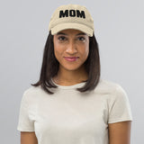 Embroidered MOM Distressed-Look Hat