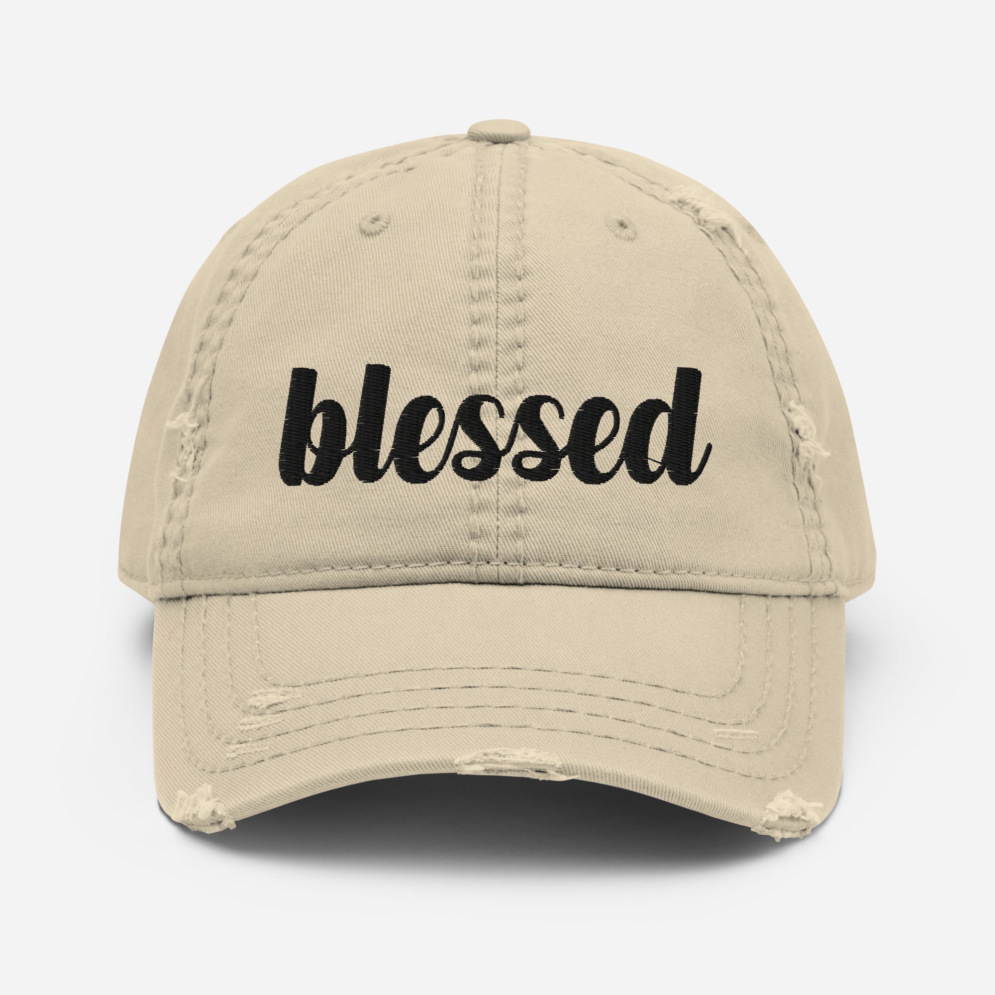 Blessed Script-Style Distressed-Look Hat