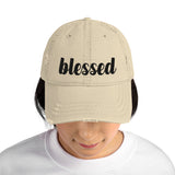 Blessed Script-Style Distressed-Look Hat