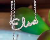 Crystal-Bedazzled Cursive Name Necklace